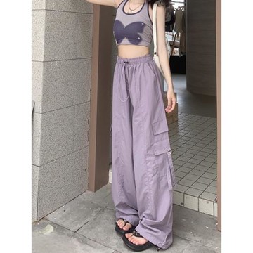 美式降落傘工裝褲女夏女款小個子夏季薄款2025新款速干闊腿褲夏天