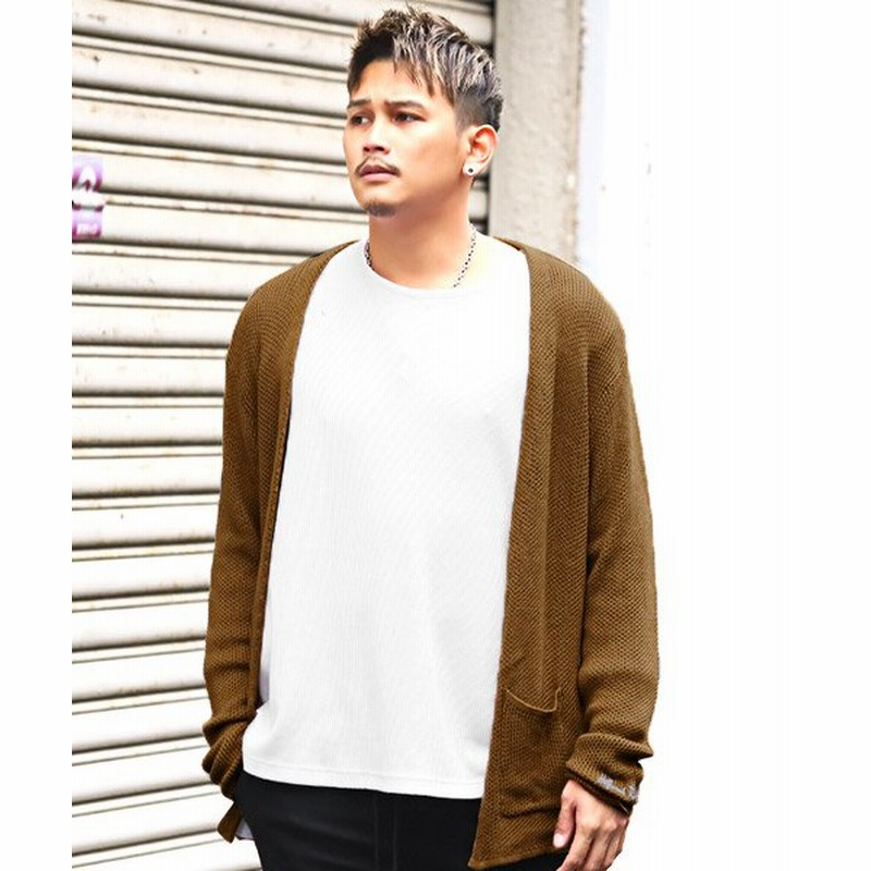 ラグスタイル Hollywood Rich ハリウッドリッチドットアンド テンセルニットボタンレスカーディガン カーディガン メンズ テンセル混 ニット ボタンレス メンズ ゴールド L Luxstyle 通販 Lineポイント最大get Lineショッピング