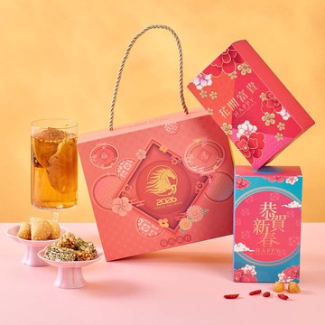賀年禮物 瑞馬迎春禮盒 花果茶包 x 賀年小食 兩盒88折 拜年送禮