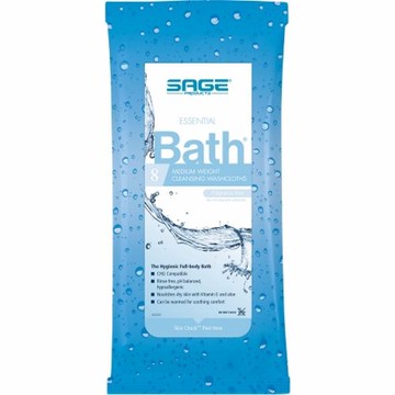 RinseFree Bath Wipe Essential Bath Soft Pack Purified Water / Methylpropanediol / Glycerin / Aloe  8 by Sage