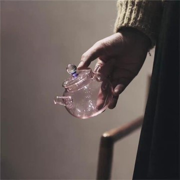玻璃茶壺高級感高硼硅迷你壺精致粉色星空小容量帶把手泡茶壺茶具