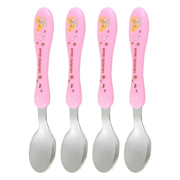 Green Bell 綠貝 鄉村熊兒童湯匙 304不鏽鋼材質  14 x 2.7cm  粉色  1組
