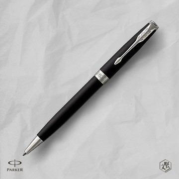 客製化刻字【PARKER 派克】卓爾系列 霧黑白夾 原子筆（原廠正貨）