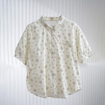 日系森系碎花棉質短袖襯衫941093
