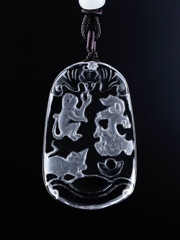 天然白水晶生肖屬鼠龍猴三合貴人飛龍添貴吊墜龍鼠護歲男女款禮物