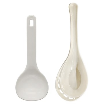 理享家 PP耐高溫多功能大湯匙2件組 耐熱材質 大容量湯勺 廚房烹飪好幫手  19.2 x 7.5cm + 22 x 7.5cm  白色  1組