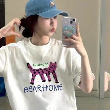 免運 夏季韓風女裝 100%純棉 寬鬆上衣 短袖女 oversize 短t 寬t shirt 顯瘦氣質t 1929