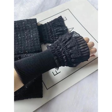 百搭網紗裝飾袖子短了接長假袖口加長花邊秋冬大衣袖子防臟保暖厚