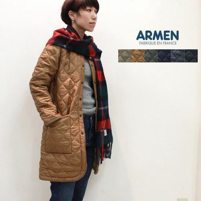 アーメン キルティングコート ロング ARMEN 裏フリースナイロン アーメン キルティングコート ロング ARMEN 裏フリースナイロン