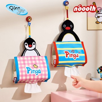 【諾室】&pingu聯名布藝捲紙盒 壁掛免打孔設計 衛浴洗臉巾收納 客廳房間通用卷筒抽紙架 可愛企鵝造型居家實用收納好物