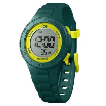 福利展示品 Ice Watch ICE DIGIT RETRO系列 撞色圓形電子錶 35mm-綠色矽膠錶帶