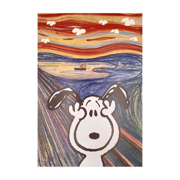 SNOOPY 史努比 大師鉅作A3海報  42 x 29.7cm  吶喊 白色 + 黑色 + 藍色