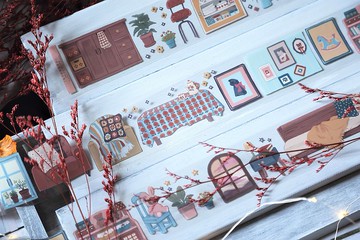 女子的甜甜房間 日繫輕復古家具造景元素 PET 和紙膠帶 日本畫師