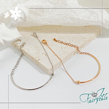 【伊飾童話】浪漫單鑽＊鈦鋼日韓半手鐲手鍊/顏色可選