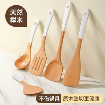 【天然木材 無漆】家用櫸木鍋鏟無漆家庭裝木鏟子炒菜鏟子耐高溫不粘鍋專用勺鏟套裝木鏟 木杓 原木廚具 鍋鏟 斜口木鏟 平口