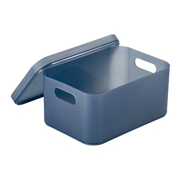 mohe 木暉居家 透明磨砂帶蓋收納盒 無格大款 22 x 15.5 x 10.5cm 北歐藍 2個  1組