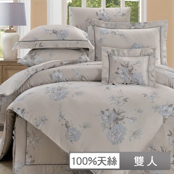 貝兒居家寢飾生活館 100支頂級尊爵天絲七件式兩用被床罩組  雙人 愛莉諾