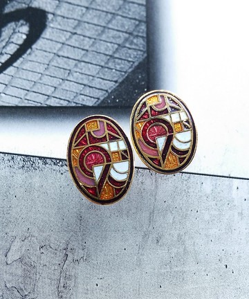 Vintage Jewelry 西洋古董飾品 景泰藍 幾何普普 針式耳環
