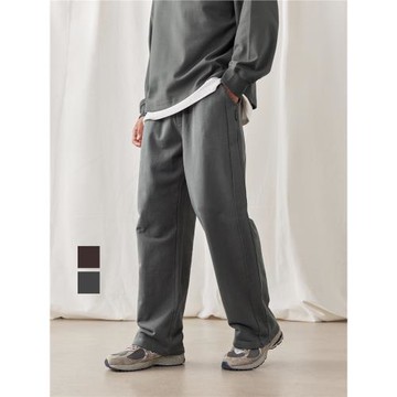 bdpowerup重磅純棉毛邊直筒褲男春季簡約針織運動長褲男寬松