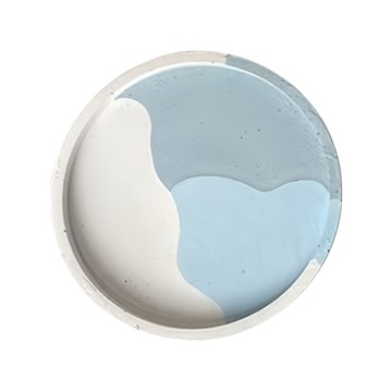 經典三色水泥底盤  藍色調  中圓形盤(19 x 1.3cm)  藍色調三色  1個