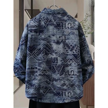 男士牛仔衣外套春秋季2025新款美式潮牌休閑翻領夾克男款長袖襯衫