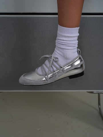 Lupi Lace Flat Shoes _ Silver