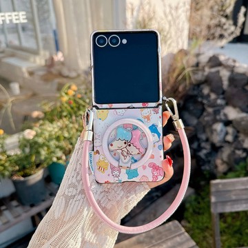 雙子星洛米 磁吸殼 三星 z flip7 flip6 flip5 flip 5 7 6 防摔 手機殼 手繩 支架 保護套