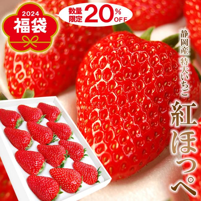 2024年 新春 福袋  数量限定20％オフ！ 「静岡産 紅ほっぺ いちご 特大サイズ（12or15粒入) 」 《1月ご発送》