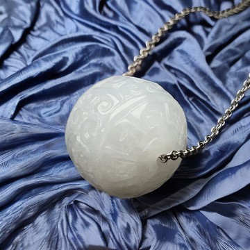 冰糯種翡翠雕花路路通項鍊 | 天然緬甸玉翡翠A貨 | 送禮