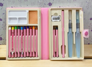 【震撼精品百貨】凱蒂貓_Hello Kitty~日本SANRIO三麗鷗 KITTY 蠟筆繪畫組-粉色(展示品)#45444