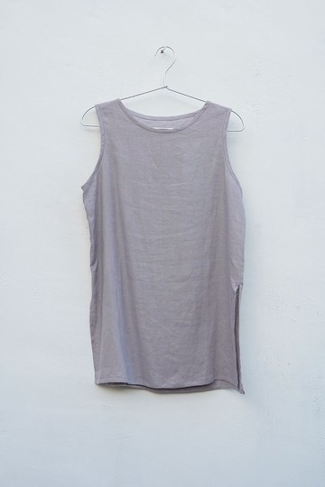 川流長版背心 | 純苧麻 灰紫色 | 雙面穿