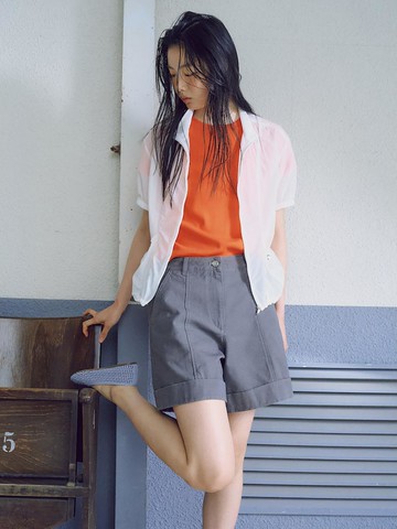 Turnup Cotton Half Pants [Ash] (KE5521M514)