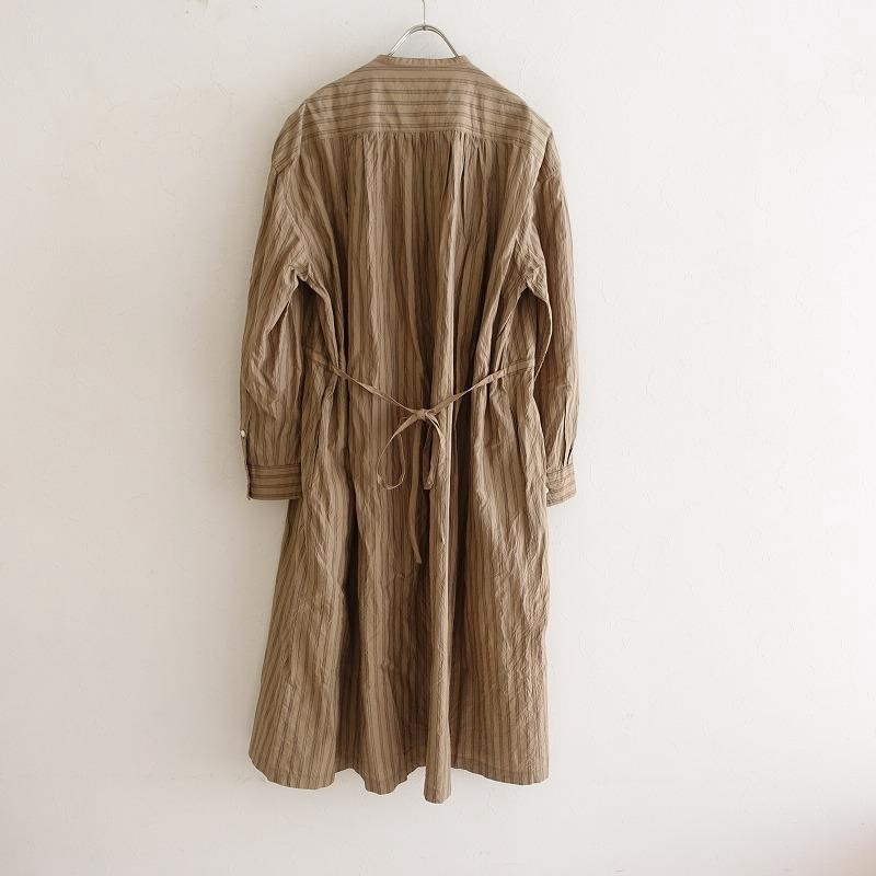 トゥジュー TOUJOURS ハイカウントコットンシルクストライプフロント  