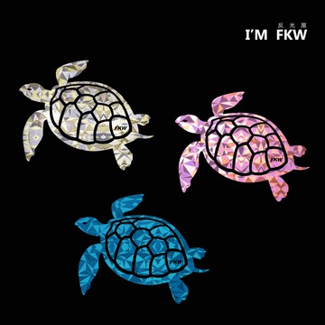 反光屋FKW 海龜 烏龜 潛水 鑽石紋 海洋風 海洋生物 大海 動物 反光貼紙 防水車貼 汽車貼紙 獨家設計