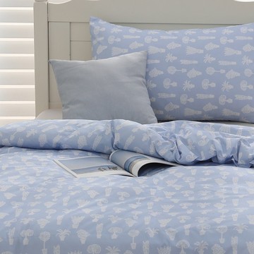 雙人/十月被/可機洗、免被套、蓋一整年的好被子-陽台藍