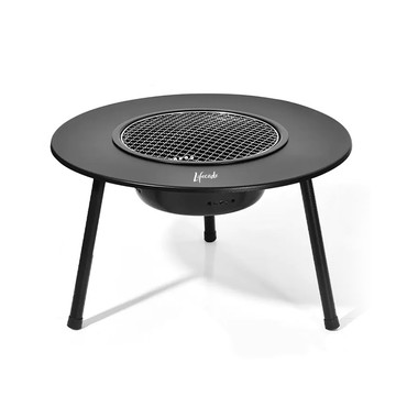 LIFECODE加大圍爐燒烤桌(直徑65cm)-大全配(附304烤網+桌蓋+煎盤+收納袋)/烤肉架/烤肉桌/焚火台