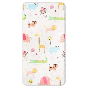 HABABY 嬰兒床包 一般嬰兒床專用 130 x 70cm 台灣製  動物王國 白色  1個