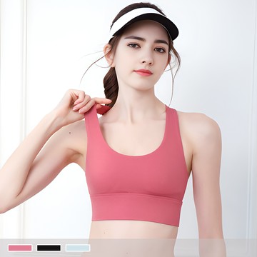 運動內衣【背扣式】裸感透氣 交叉性感美背 無鋼圈抗震包覆 瑜珈背心 0112