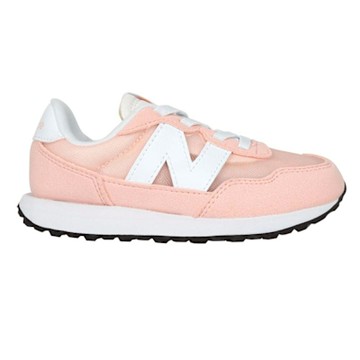 NEWBALANCE 女中童休閒運動鞋-WIDE-237系列 寬楦 復古 慢跑 PH237DPW 粉橘白