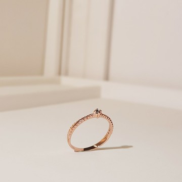 鑽石戒指玫瑰金色/爪鑲 尾戒 鑽戒 克拉 輕奢 輕珠寶