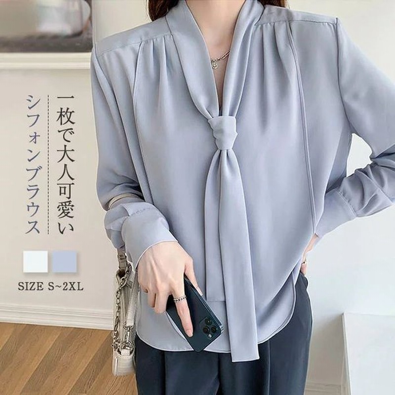 ブラウス シフォン レディース シフォンブラウス コーデ 春 オフィス 長袖 リボン トップス プルオーバー フォーマル シフォン ブラウス スーツ インナー 春 秋 通販 Lineポイント最大0 5 Get Lineショッピング