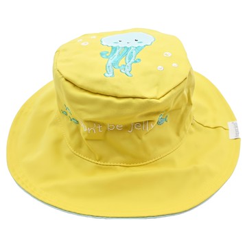 flapjackkids 雙面防風遮陽帽/防曬帽 UPF50+高防曬係數 輕量透氣  M  魚 + 水母