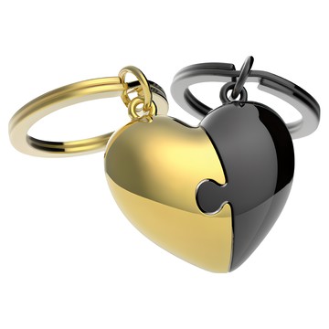 metalmorphose 愛心拼圖 鑰匙圈  1個  愛心拼圖 金色 + 黑色