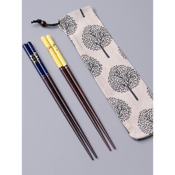 日式木質筷子尖頭便攜情侶款一對兩雙裝日本高級家用木筷夫妻專用