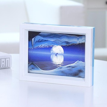 簡約現代3D玻璃流沙畫擺件沙漏創意家居飾品客廳生日禮品兒童沙畫