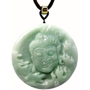 【小樂珠寶】冰蘋果綠一念之間保佑菩薩 天然A貨翡翠玉石吊墜子項鍊H51
