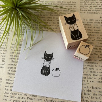 芭絲黛特黑貓與蘋果印章組合