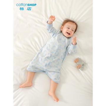 棉店嬰兒睡袍春秋冬純棉男女兒童家居服睡裙防踢寶寶防著涼睡衣秋