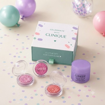 全新預購!【CLINIQUE 倩碧】小花腮紅生日快樂禮盒🎁  LINE禮物獨家，巨蟹座生日禮物♋  送女友 生日禮物推薦