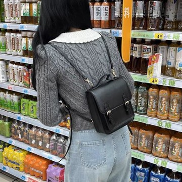 2025新款日系復古制服jk雙肩包復古學院風mini小方包質感pu斜挎包